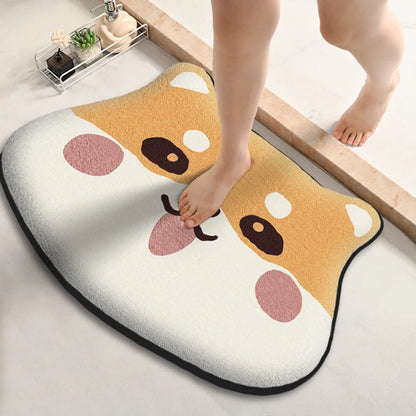 Cartoon Animal Flannel Bath Mat in Dog