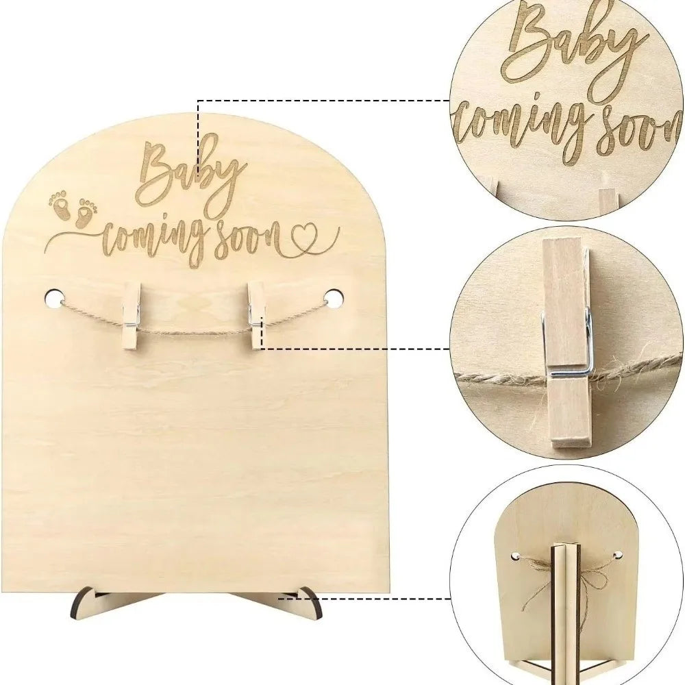 Wooden Stands Baby Ultrasound Frame Maternity Gift Rustic Pregnancy Gift Frame Stable with Clip Display Frame Memory Display