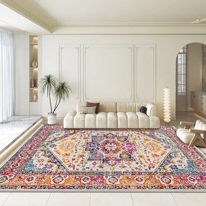 Bohemian Crystal Velvet Rug in Rust Red Medallion