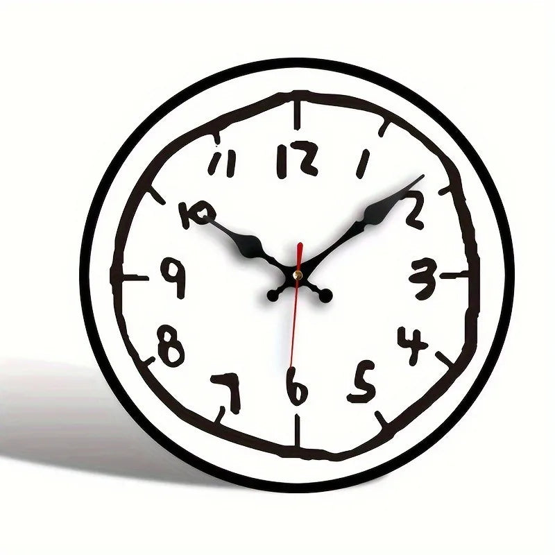 20/30/40cm Creative Hand Drawing Wooden Silent Hanging Wall Clock, for Living Room, Office, Study Room, Bedroom, Home Decoration