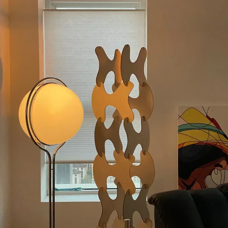 Nordic Floor Lamp Chrome Metal White Acrylic Ball Lamp Creative Cream Style Decoration Bedroom Study Model Room Desk Lamp