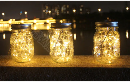 Solar Crackle Glass Jar Lights