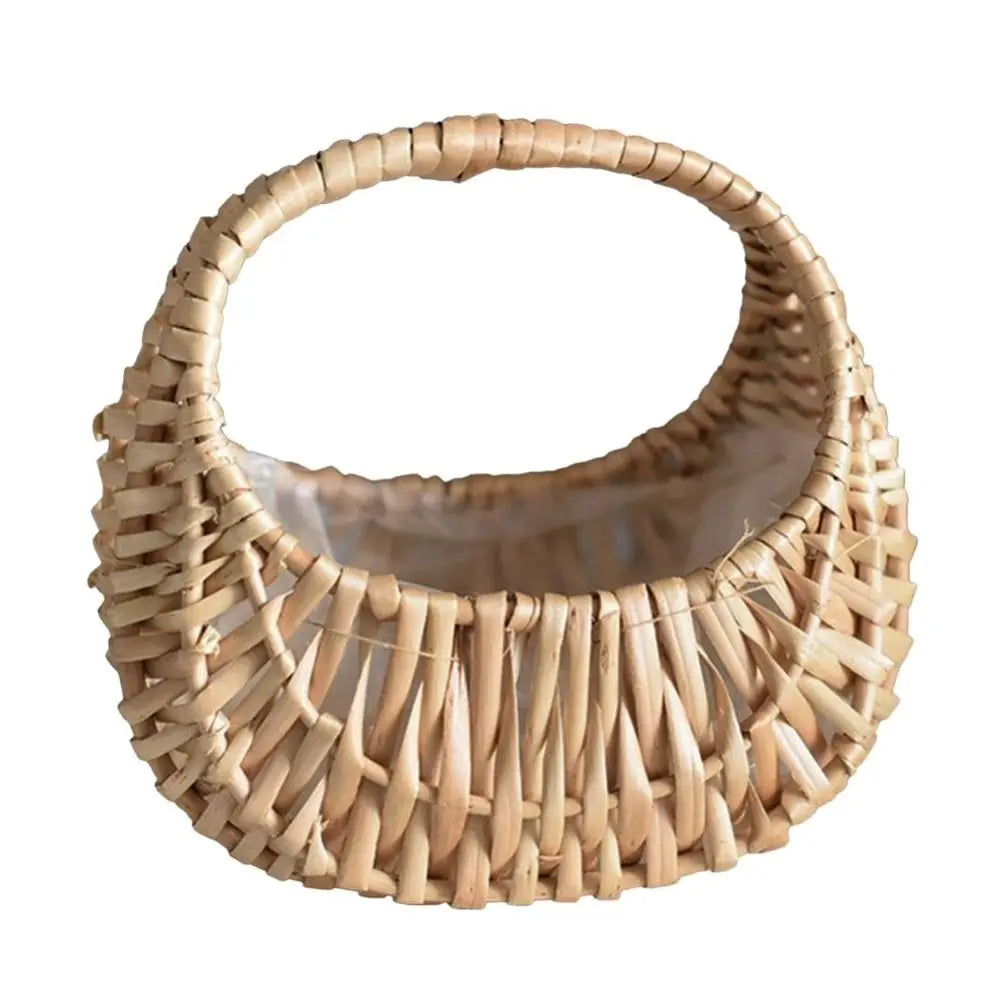 Willow Rattan Half Moon Basket in Half Moon Handle