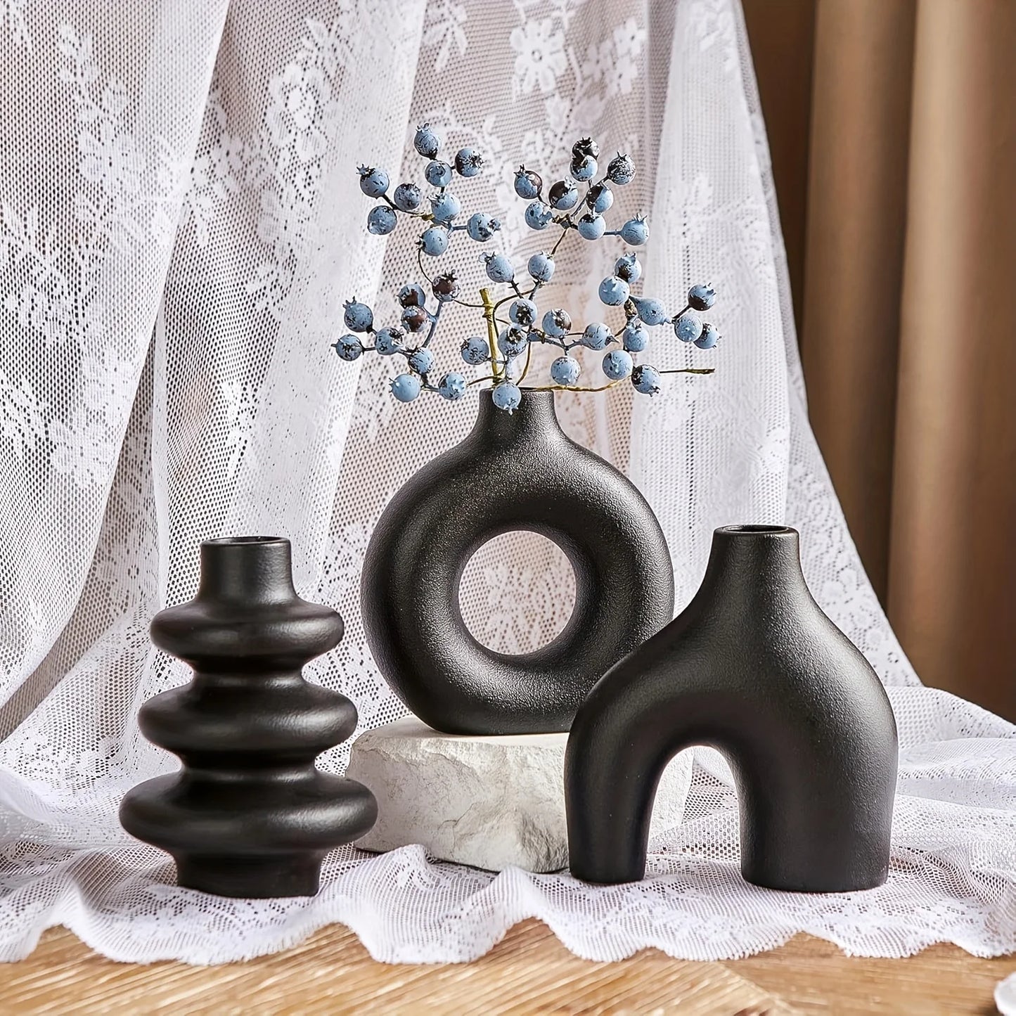 Bohemian ceramic vase set, decorative vase ornaments, wedding living room, bedroom, coffee shop, dining table decoration gifts
