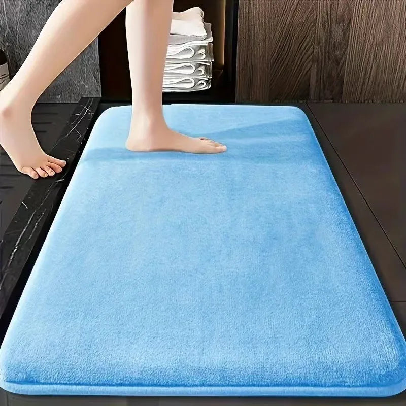 Coral Velvet Quick Dry Bath Mat in Light Blue