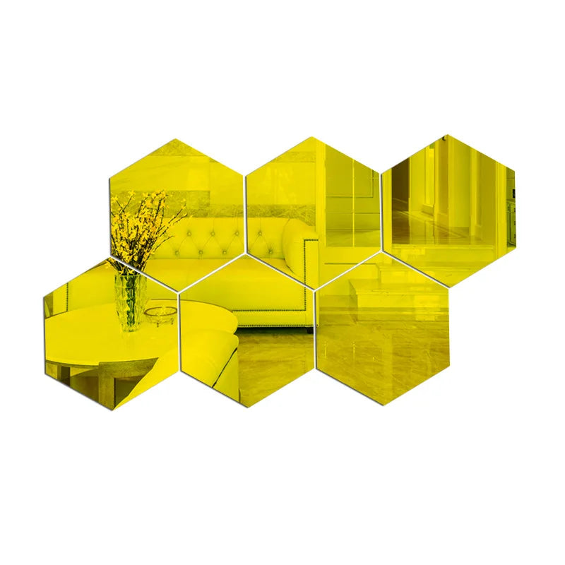 3D Mirror Wall Stickers Nordic Style Acrylic Hexagon Mirror Sticker Decal Removable Mural for DIY Home Living Room Wall Decors