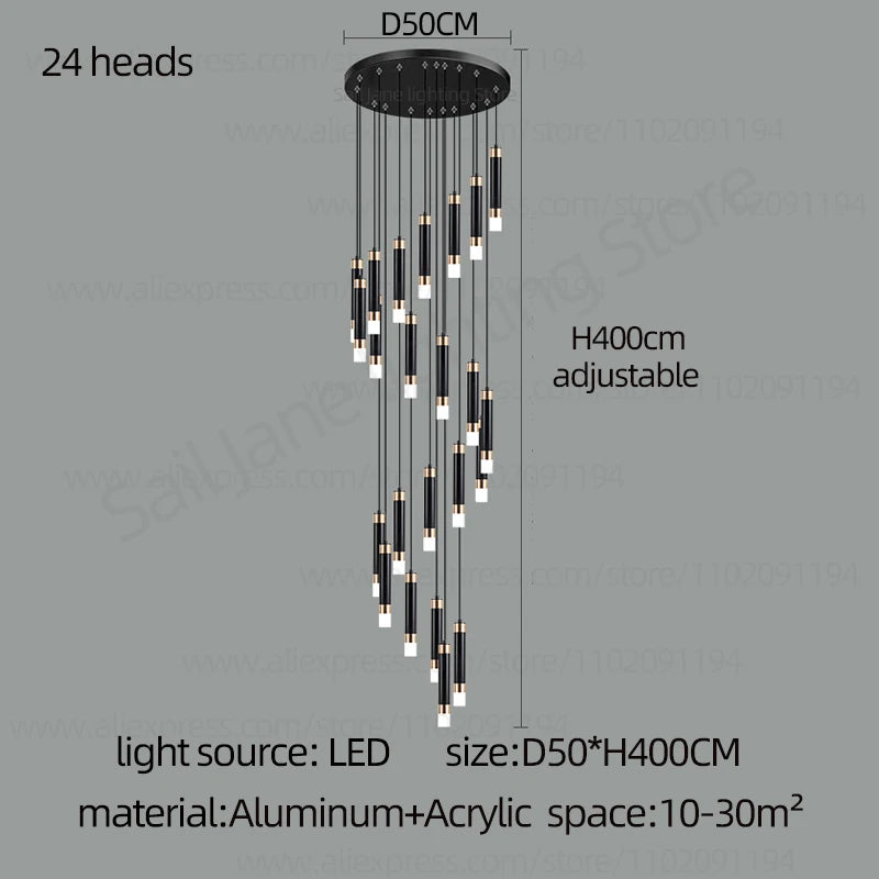 Interior Lighting Nordic Chandelier Home Decoration Living Room Pendant Modern Lustre Hall Lighting LED Staircase Long Pendant