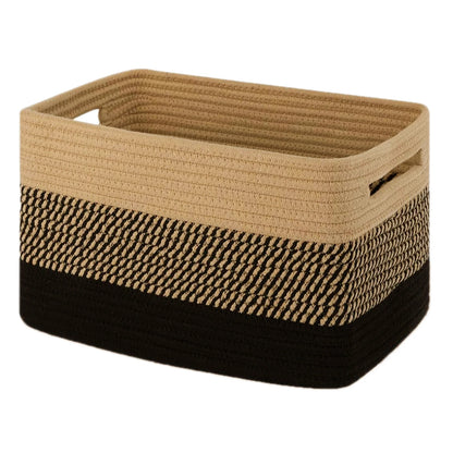Cotton Rope Square Storage Basket in Dark Brown