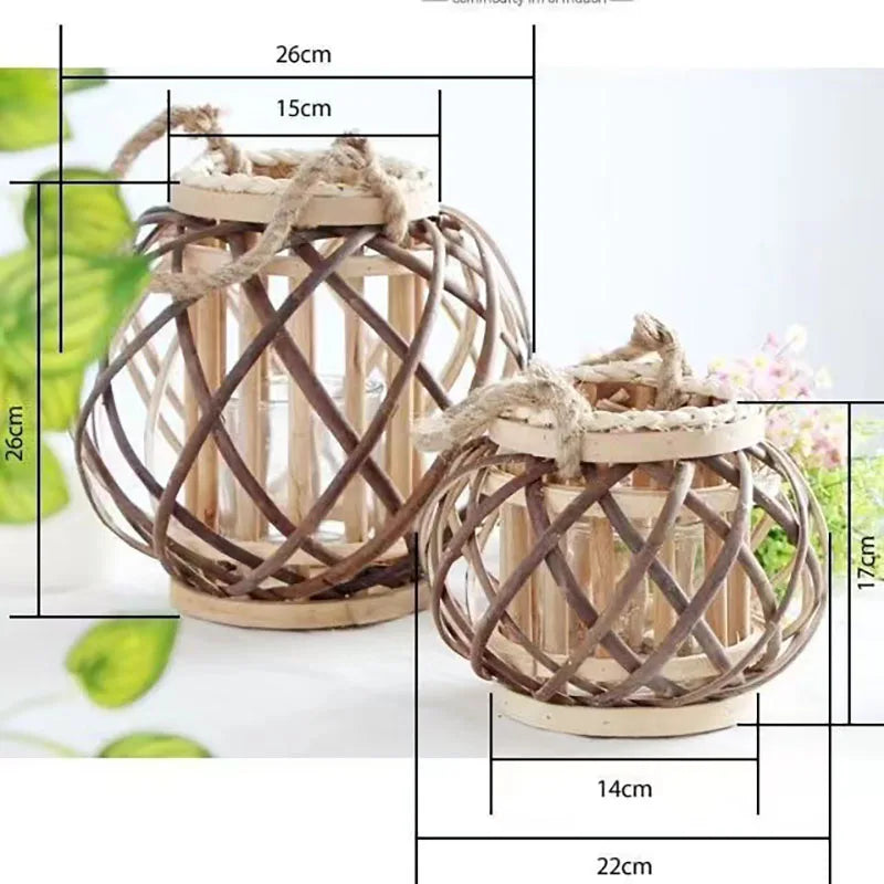 Woven Wicker Candle Lantern