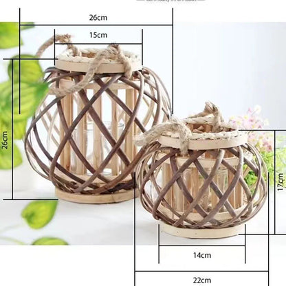 Woven Wicker Candle Lantern