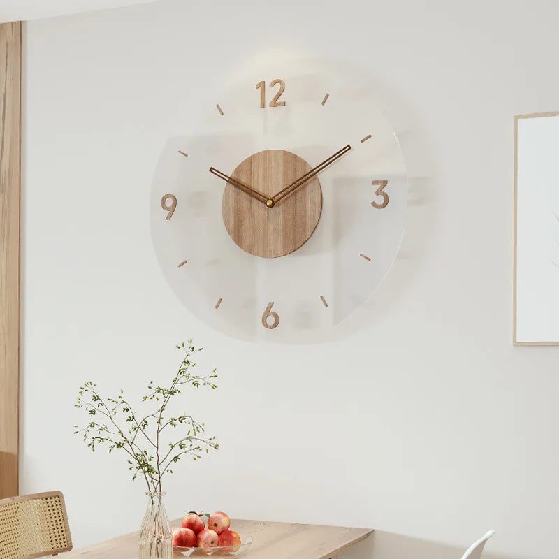 Hot Wall Clock Living Room Decoration Solid Wood Creative Silent Nordic Simple Quartz Clock Luxury Wall Watch Decor Fashion