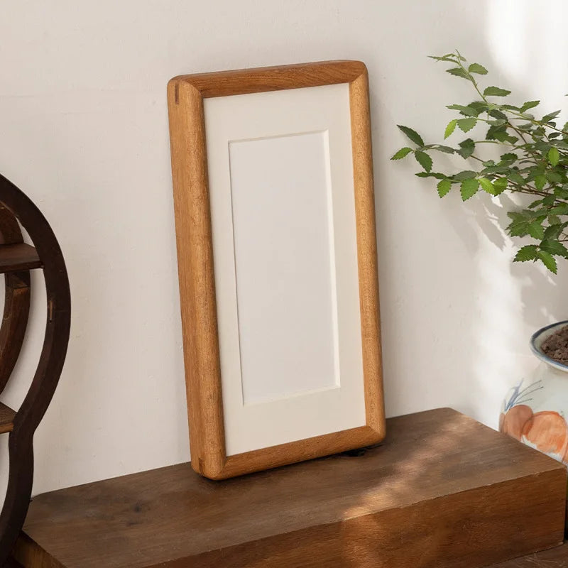 Rectangular Solid Wood Photo Frame High-Quality Black Walnut/Teak Mortise and Tenon Picture Frame Display Stand Desktop Decor