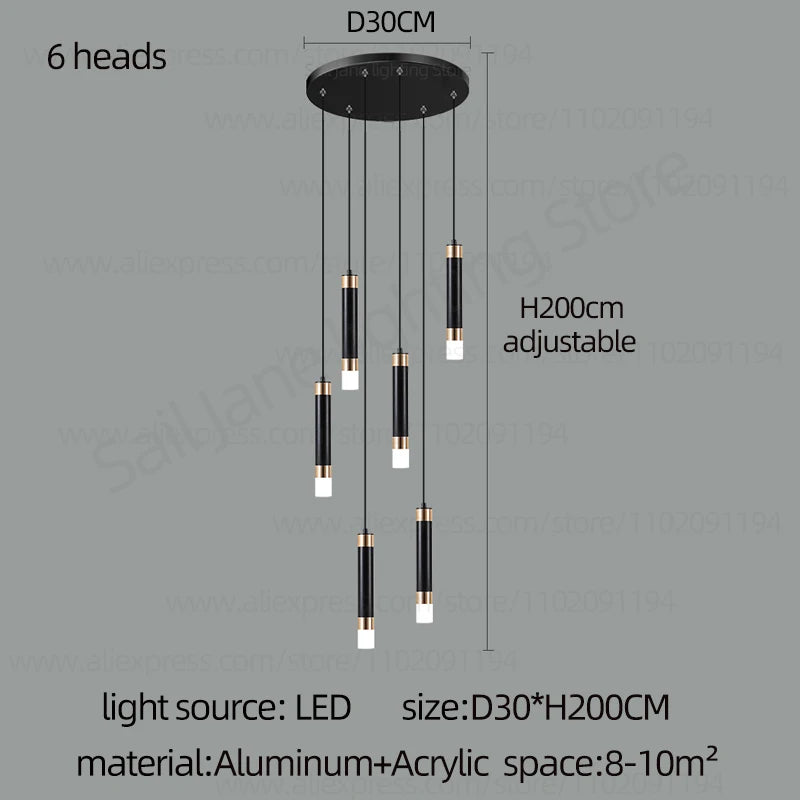Interior Lighting Nordic Chandelier Home Decoration Living Room Pendant Modern Lustre Hall Lighting LED Staircase Long Pendant