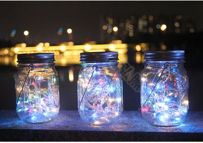Solar Crackle Glass Jar Lights