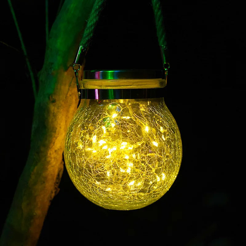 Solar Crackle Glass Jar Lights