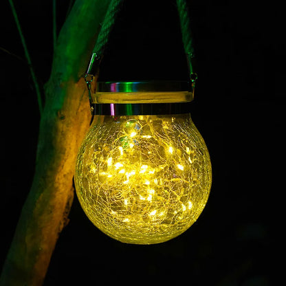 Solar Crackle Glass Jar Lights
