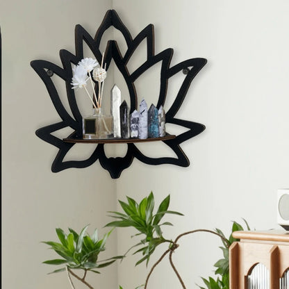 Wooden Lotus Cutout Wall Shelf – wall shelf photo 3