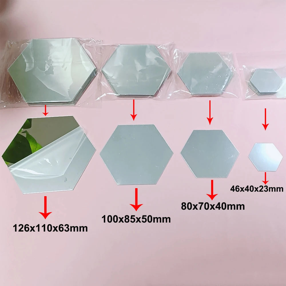 3D Mirror Wall Stickers Nordic Style Acrylic Hexagon Mirror Sticker Decal Removable Mural for DIY Home Living Room Wall Decors