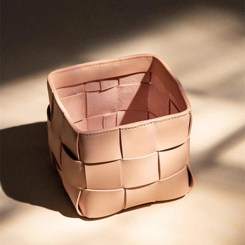 14X14CM Desktop Storage Bucket Sundries Storage Basket Square Storage Basket for Entrance Desktop Home Organization