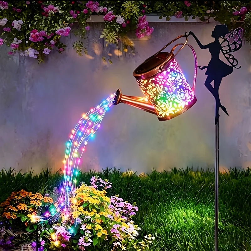 Solar Fairy Watering Can Lights – Outdoor Decorative Kettle with Cascading String Lights, Perfect for Garden Décor & Gifts