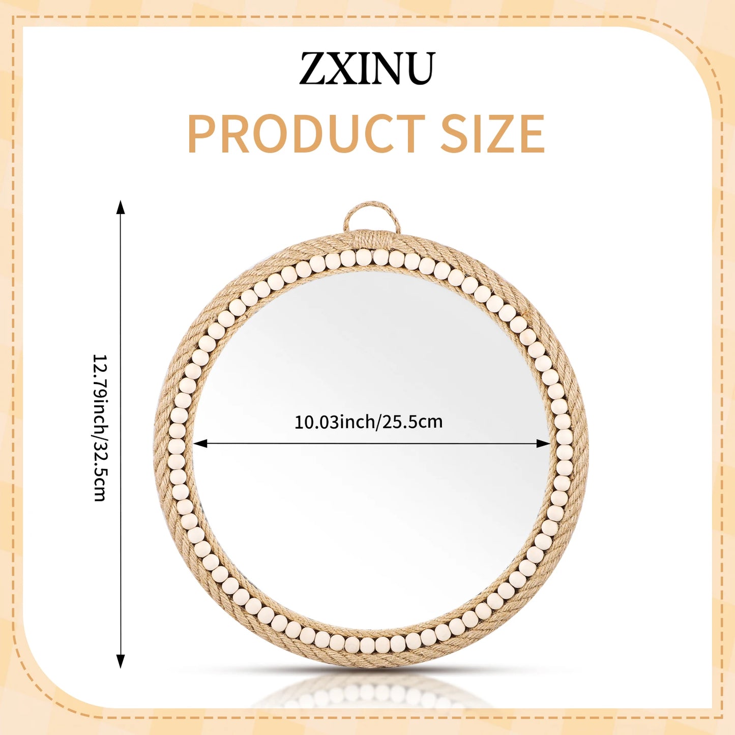 Hand-woven Nordic decorative hanging mirror creative hanging wall sofa porch homestay style background wall decor makeup mirror