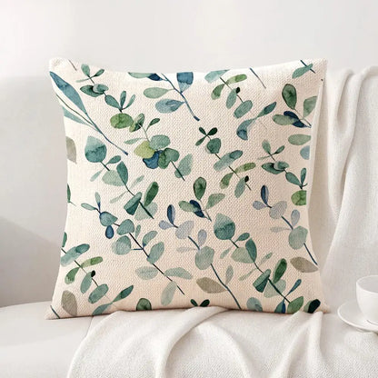 Watercolor Eucalyptus Linen Cushion Cover in Trailing Branches