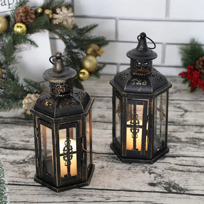 Vintage Iron Hanging Candle Lantern – candle holder photo 4
