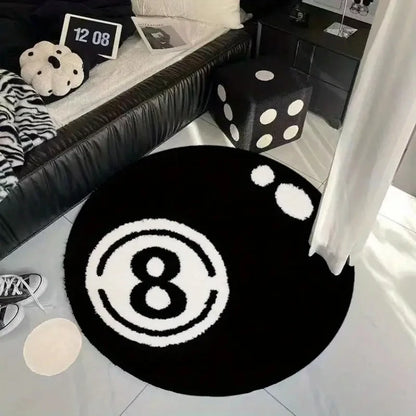 Black Eight Ball Round Rug – rug photo 3