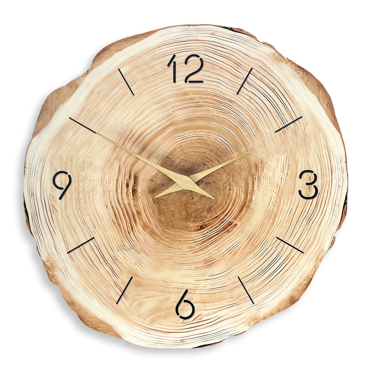 1pc Wooden Ring Wall Clock, Wood Cross-Section Texture Pattern Design of the Original Wood Color Wall Clock, Home Mute Clock