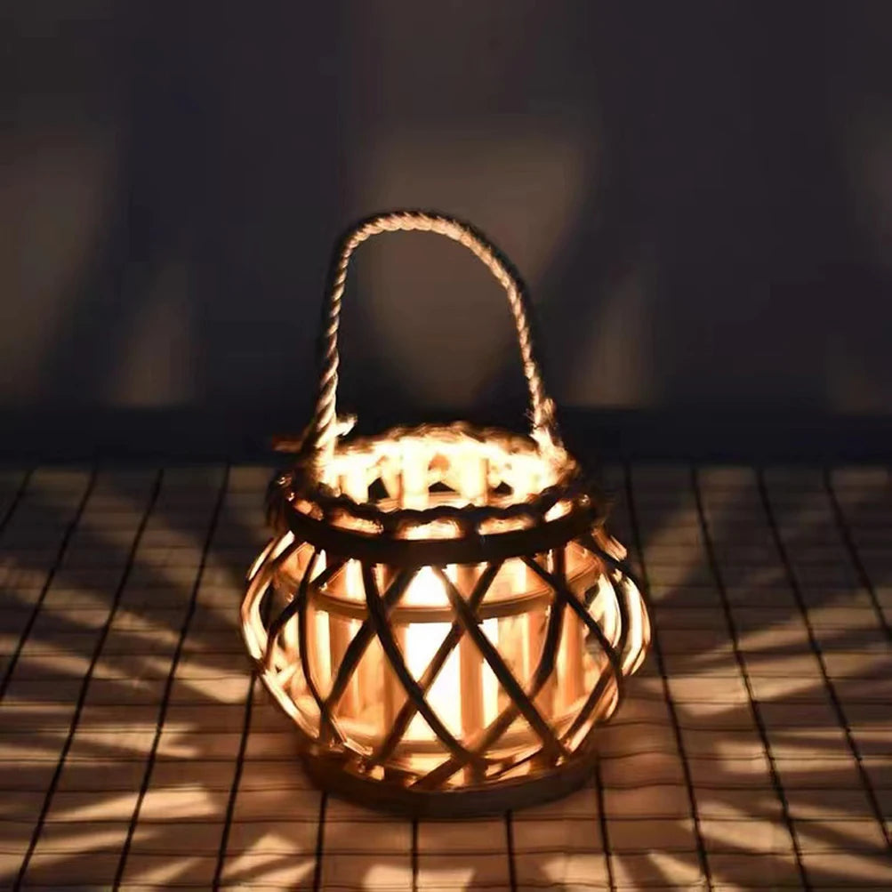 Woven Wicker Candle Lantern