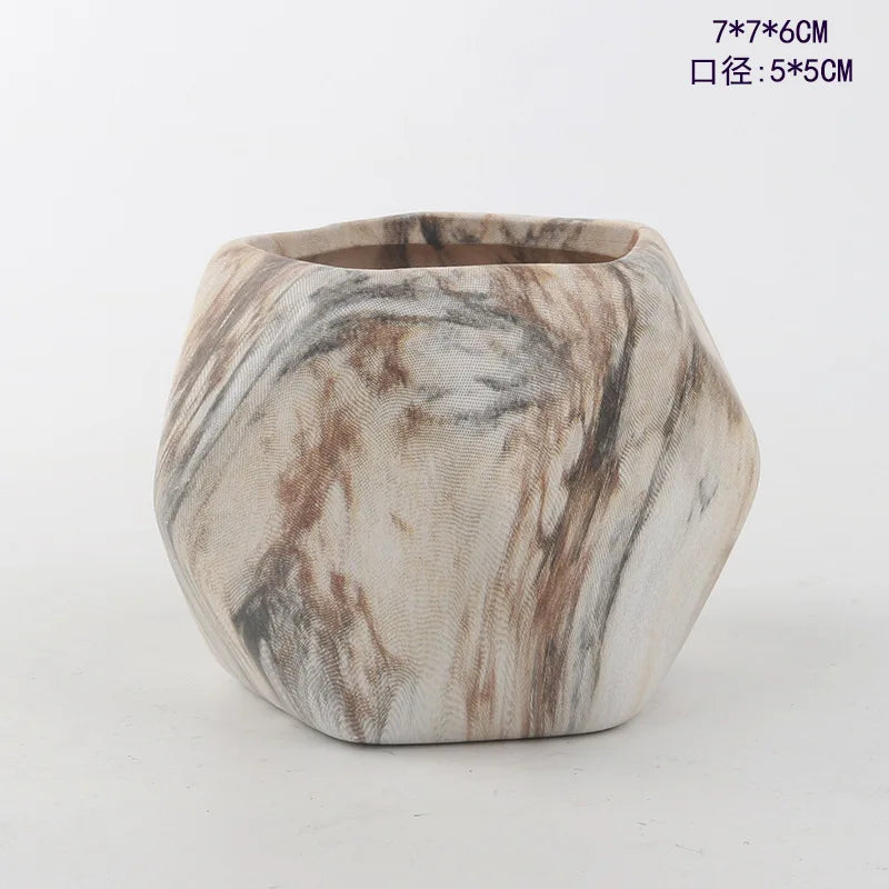 Ceramic Water Transfer Succulent Flower Pots Creative Nordic Gardening Art Vase Home Office Decorations Gardening Supplies