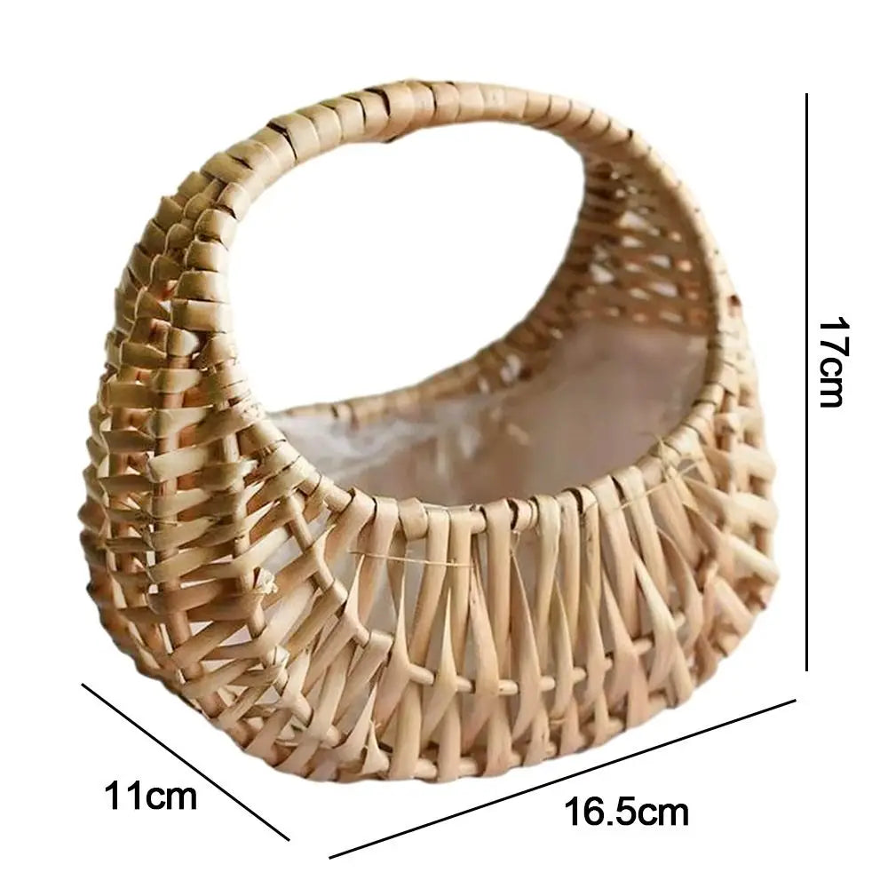 Willow Rattan Woven Basket Wicker Half Moon Storage With Handle Sturdy Small Flower Basket Flower Basket Picnic Container