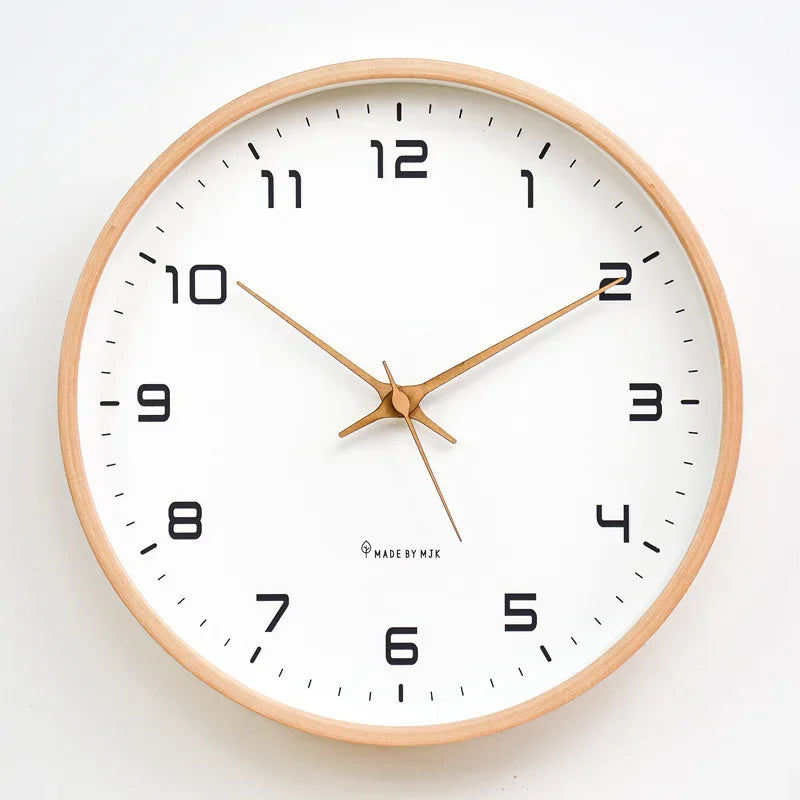 Nordic European Style Wooden Wall Clock Modern Design Nordic Minimalis Wood Mute Wall Clock Living Room Kitchen Home Decoration