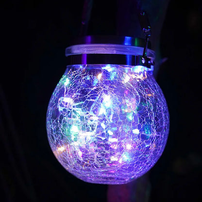 Solar Crackle Glass Jar Lights