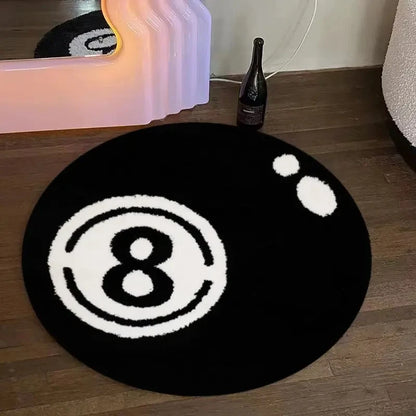 Black Eight Ball Round Rug – rug photo 2