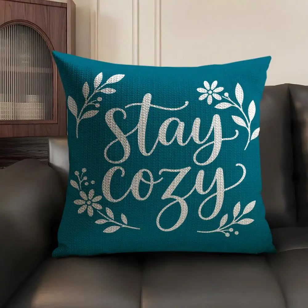 Modern Coastal Style Cushion Cover Natural Linen Organic Fabric Double Sided Print Sofa Pillow Case Home Decor Gift