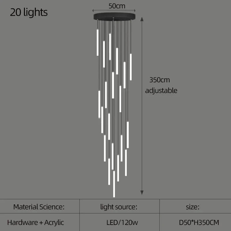 Modern LED Living Room Pendant Lighting Spiral Staircase Indoor Lamp Kitchen Home Decoration Nordic Luxury Ceiling Chandelier