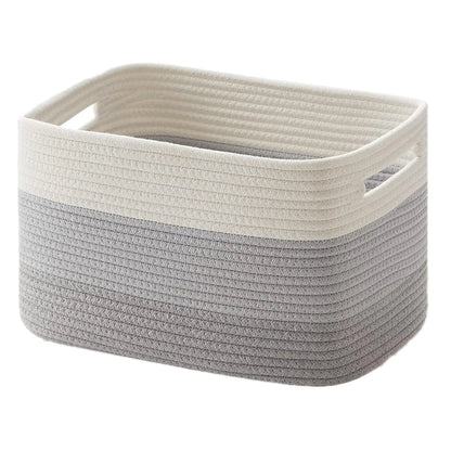 Cotton Rope Square Storage Basket in Gray