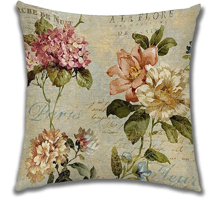 Vintage Floral Linen Cushion Cover – Design 2