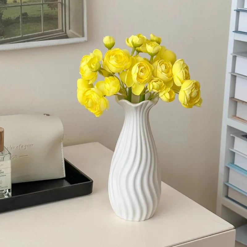 Nordic-style White Ceramic Vase, Modern Design, Living Room & Bedroom Decor, Flower Pot for Plant Cultivation