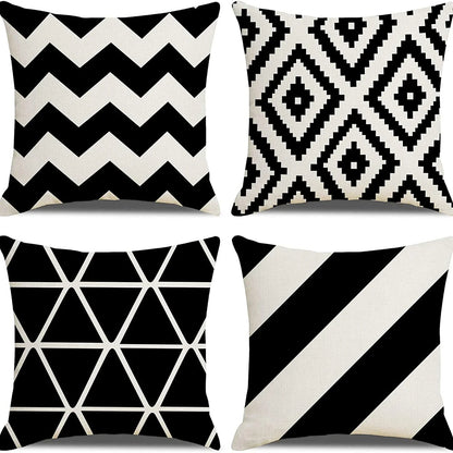 Black Geometric Linen Cushion Cover – cushion cover photo 7