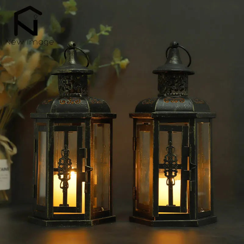Vintage Iron Hanging Candle Lantern – candle holder photo 1