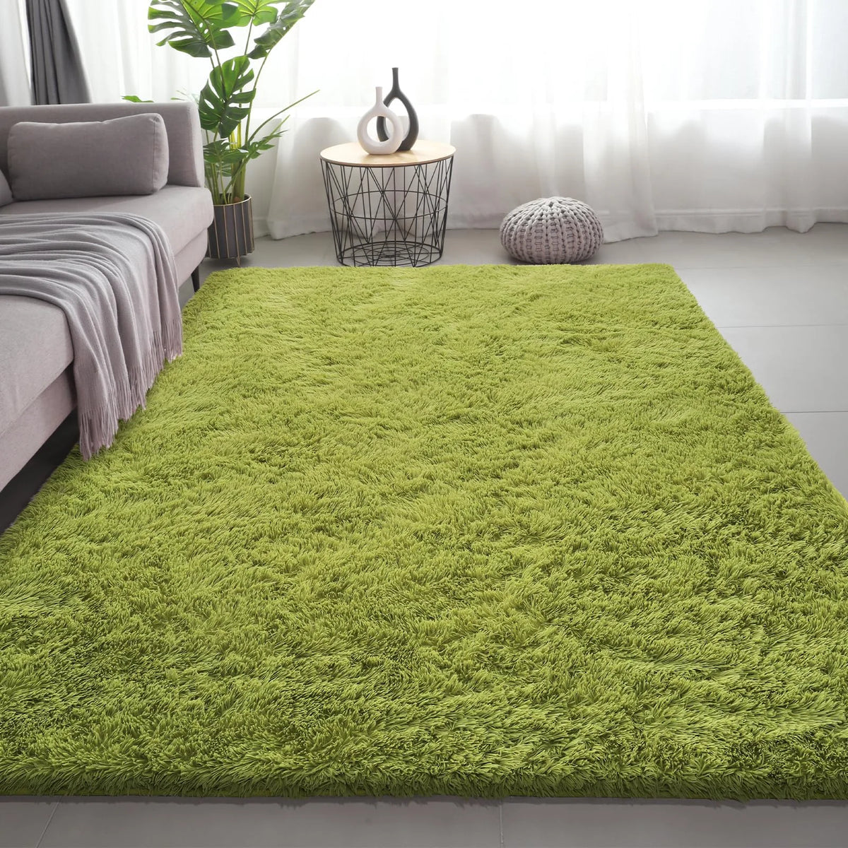 Ultra Soft Puffy Tie Dye Rug in Green