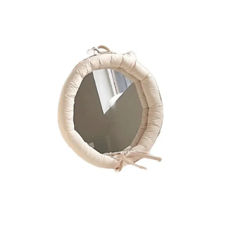 Fabric Framed Hanging Wall Mirror – Khaki, 32 x 32 x 5cm