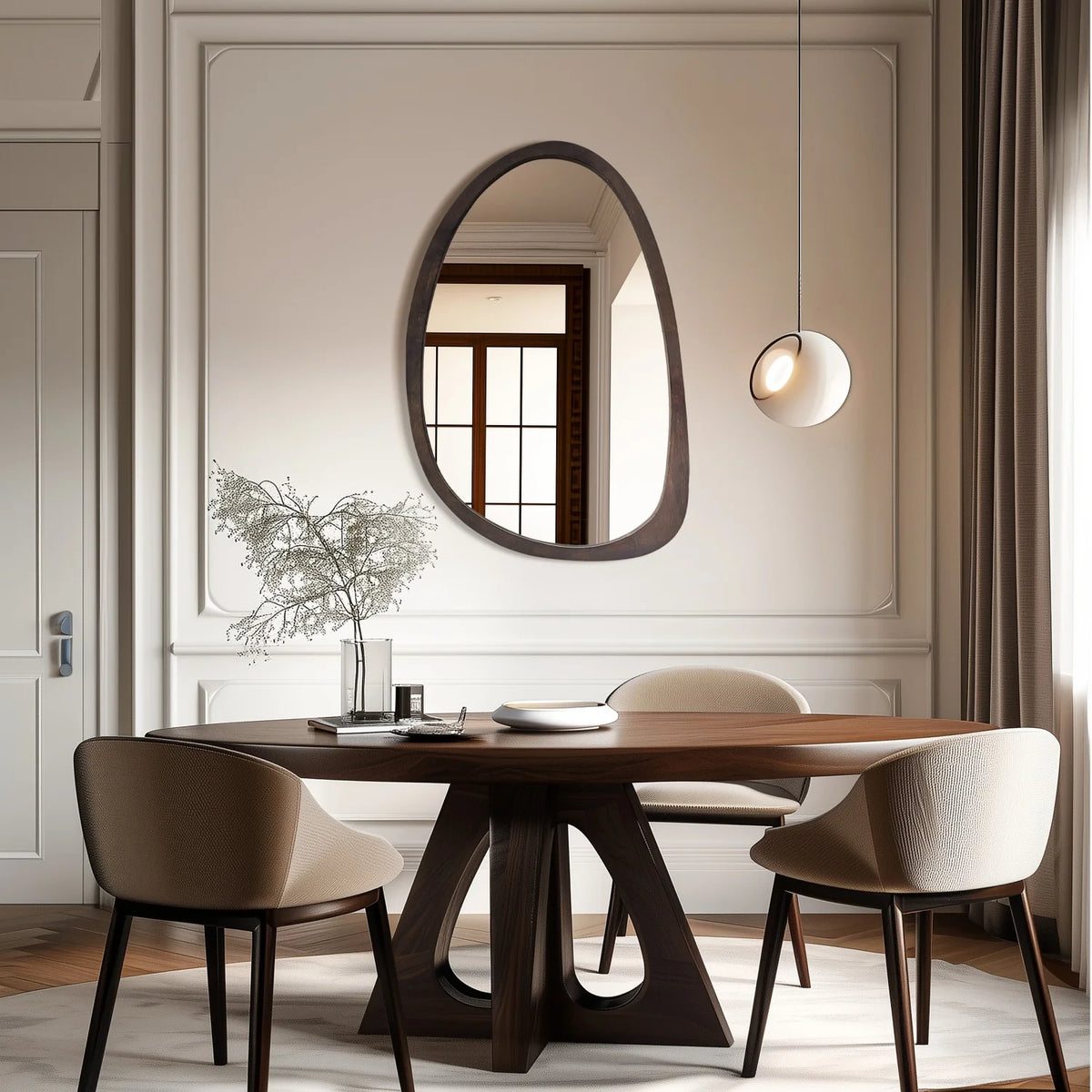 Walnut Irregular & Octagon Wall Mirror – wall mirror photo 3