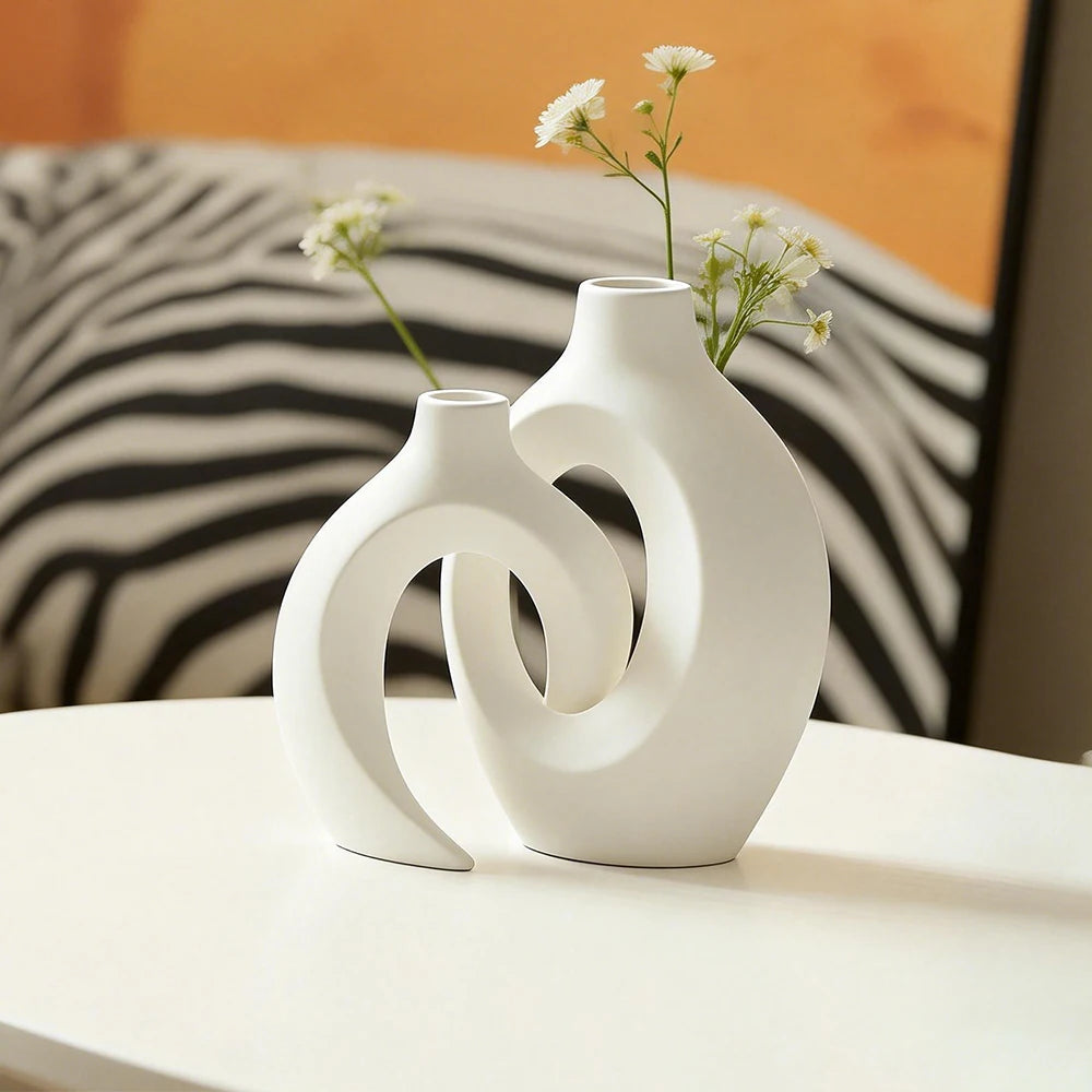Hollow Ceramic Vase Set of 2 – vase photo 2