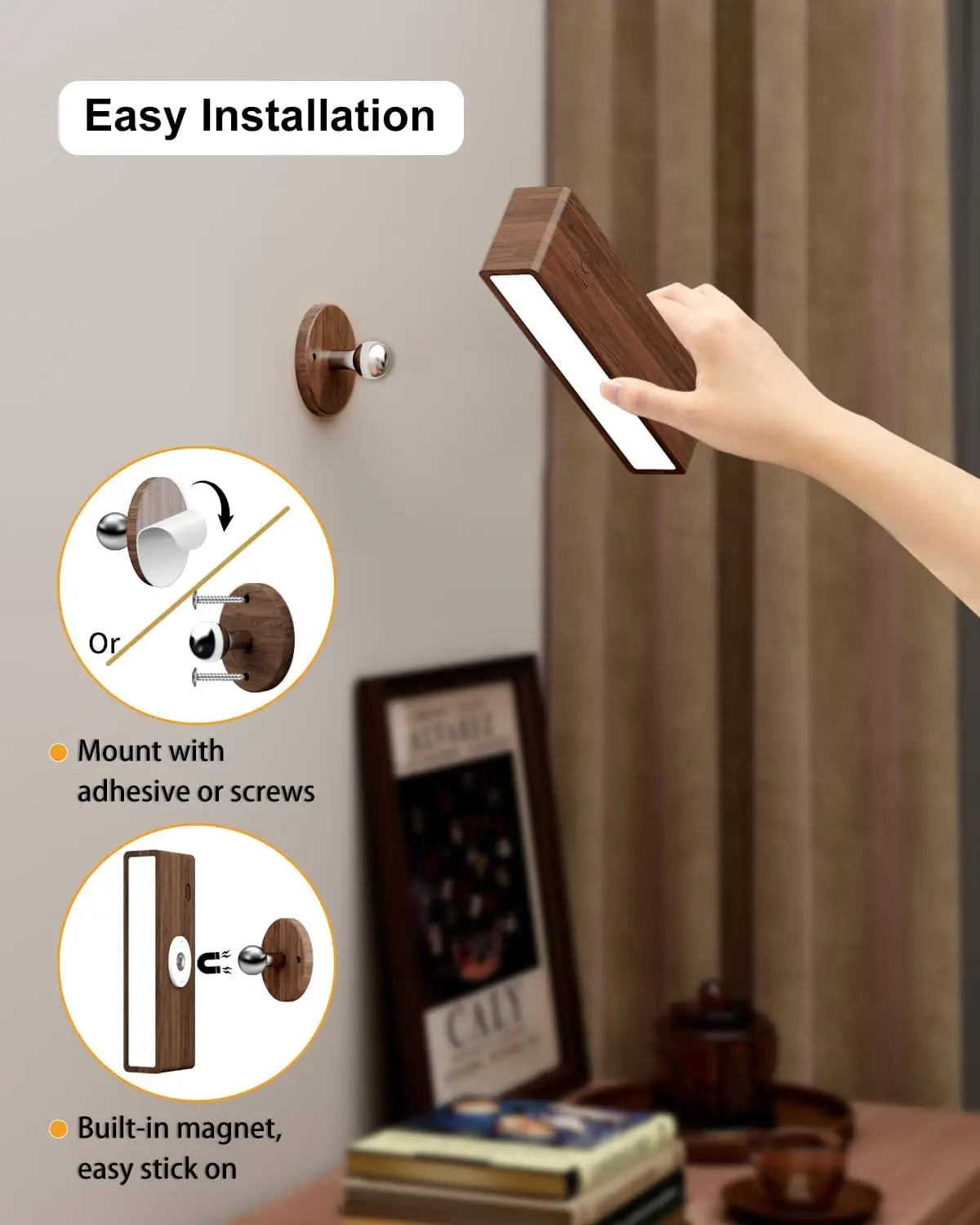 Magnetic Walnut Reading Lamp – wall light photo 6