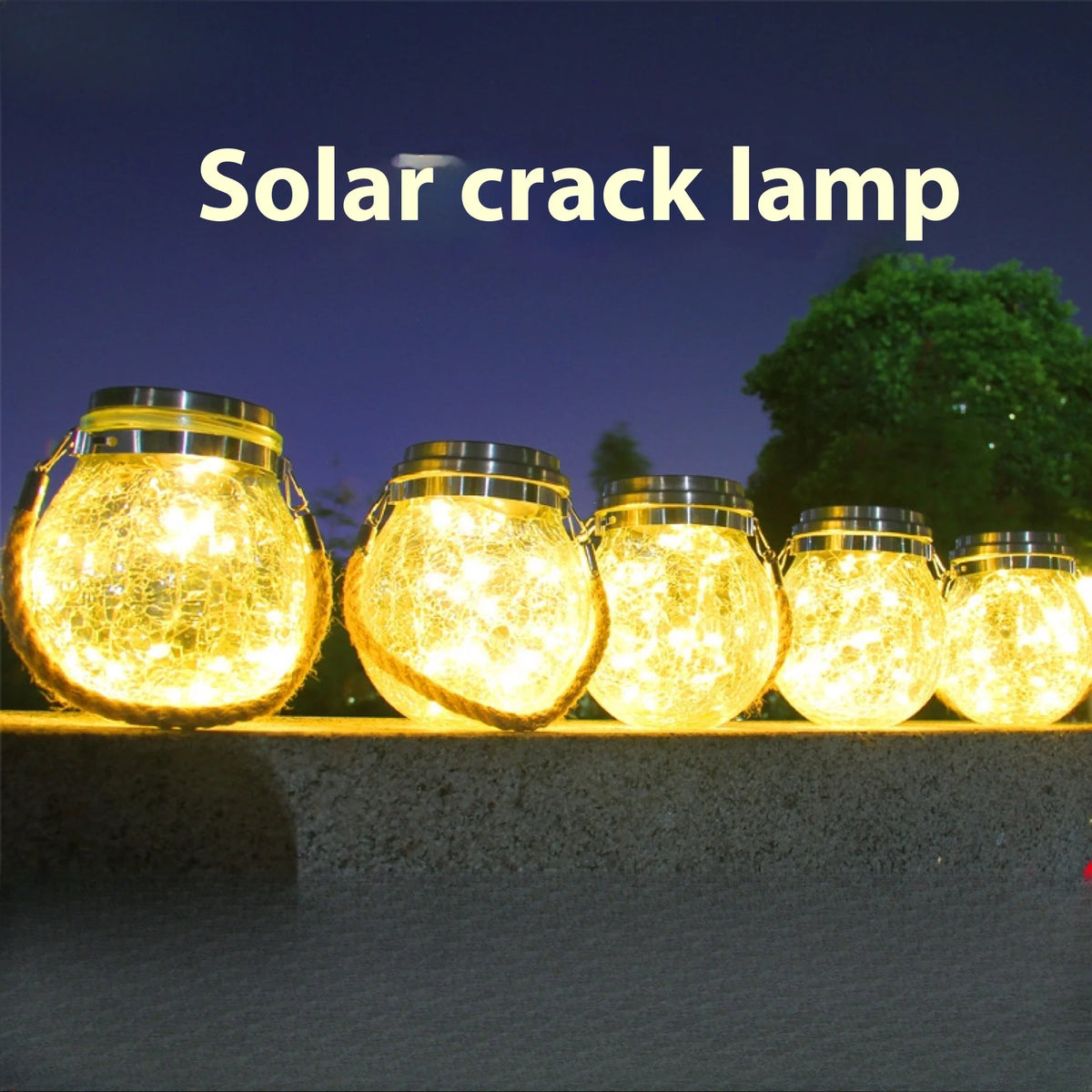 Solar Crackle Glass Jar Lights