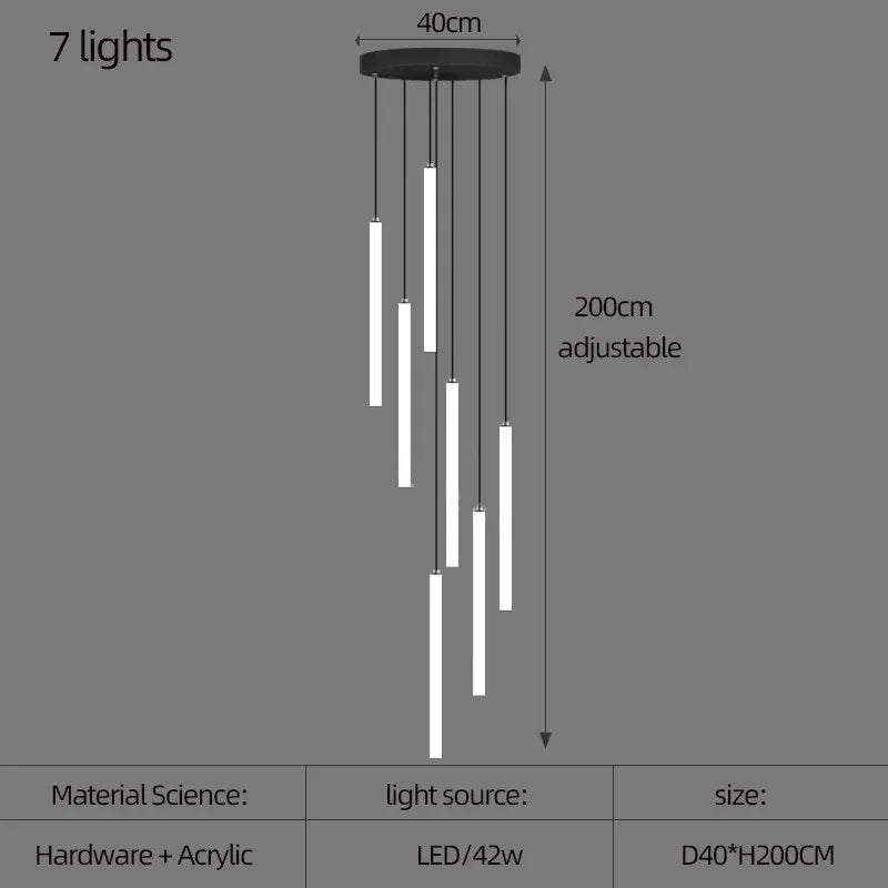 Modern LED Living Room Pendant Lighting Spiral Staircase Indoor Lamp Kitchen Home Decoration Nordic Luxury Ceiling Chandelier