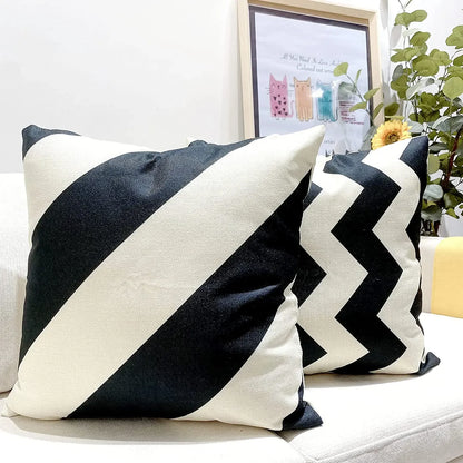Black Geometric Linen Cushion Cover – cushion cover photo 6